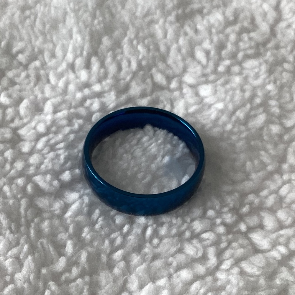 Blue stainless steel ring
